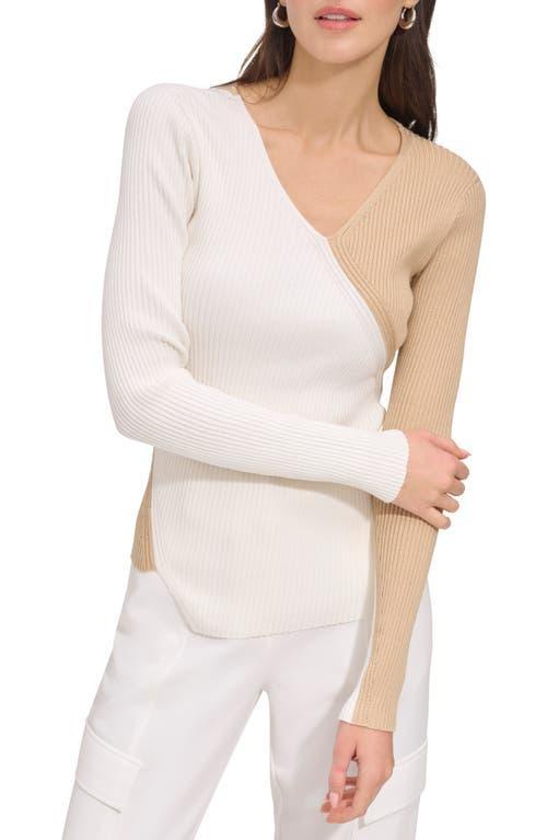 DKNY Two-Tone Rib Sweater Product Image