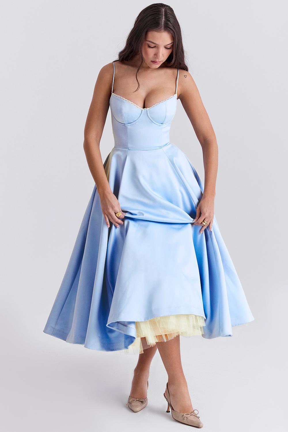 Mademoiselle Cinderella Blue Tulle Midi Dress Product Image