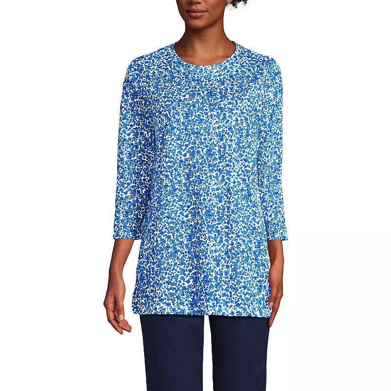 Petite Lands End 3/4-Sleeve Supima Cotton Crewneck Tunic, Womens Product Image