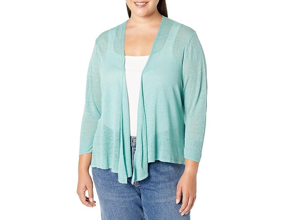 NIC+ZOE Plus Size Four-Way Cardigan (Hazy Aqua) Women's Sweater Product Image