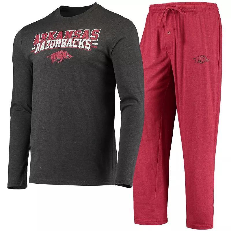 Mens Concepts Sport Cardinal/Heathered Charcoal Arkansas Razorbacks Meter Long Sleeve T-Shirt & Pants Sleep Set Product Image