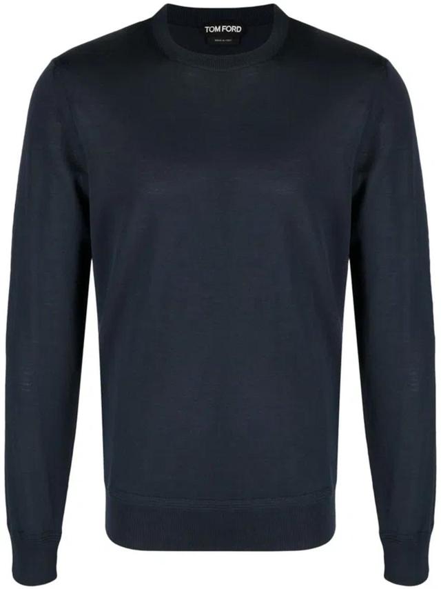 Wool Crew-neck Jumper In Blue Product Image