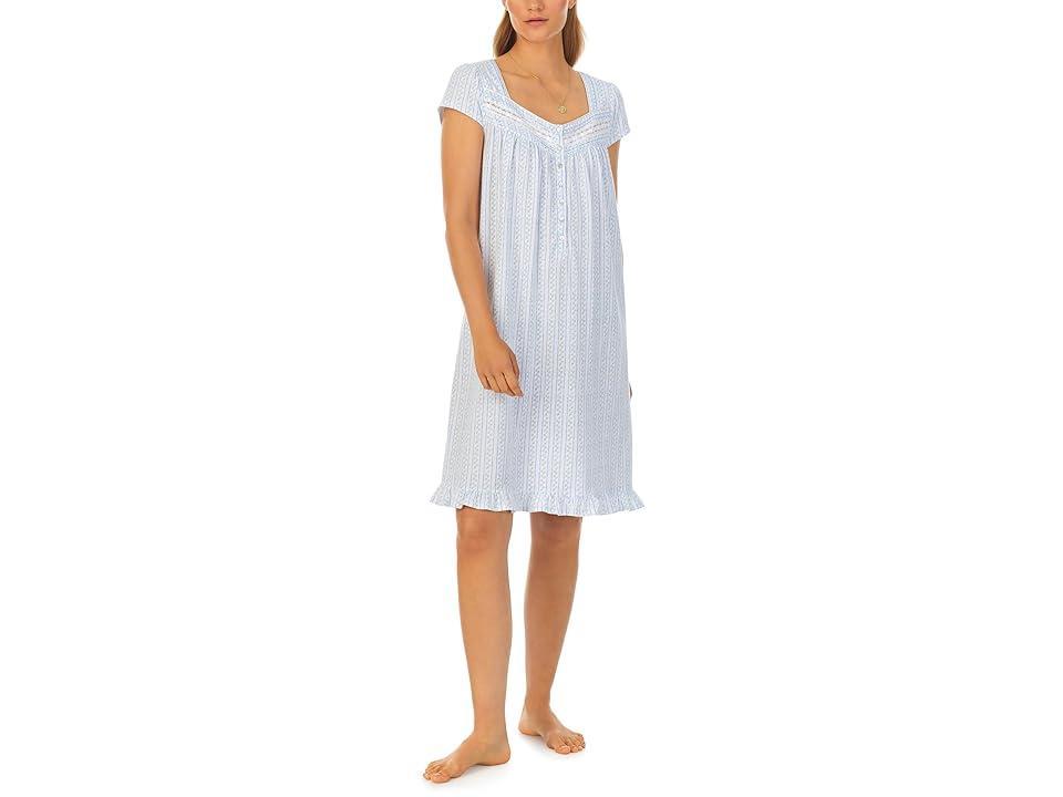 Eileen West Cap Sleeve Short Gown (Floral Stripe) Women's Pajama Product Image