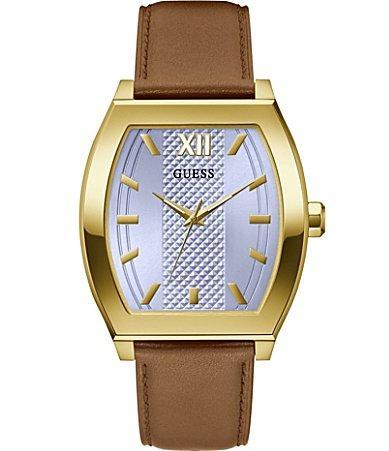 Guess Mens Analog Brown Leather Strap Watch Product Image