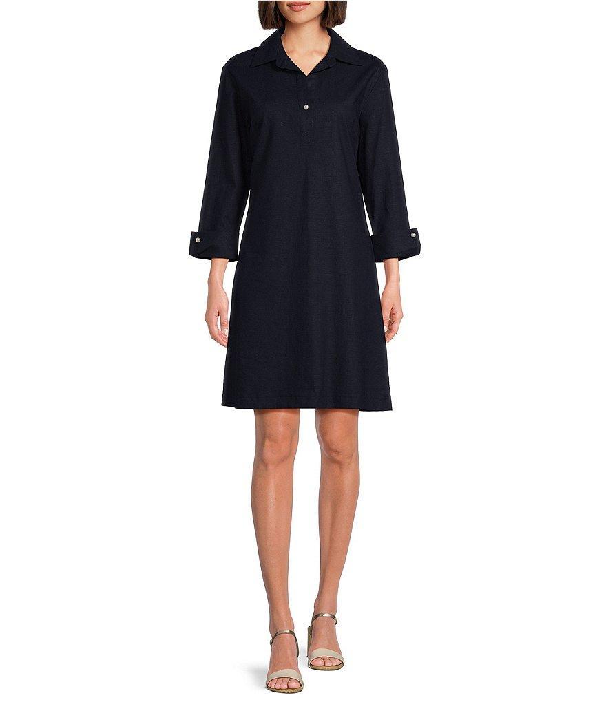 Preston & York Thea Knee Length 3/4 Sleeve Linen Shift Dress Product Image