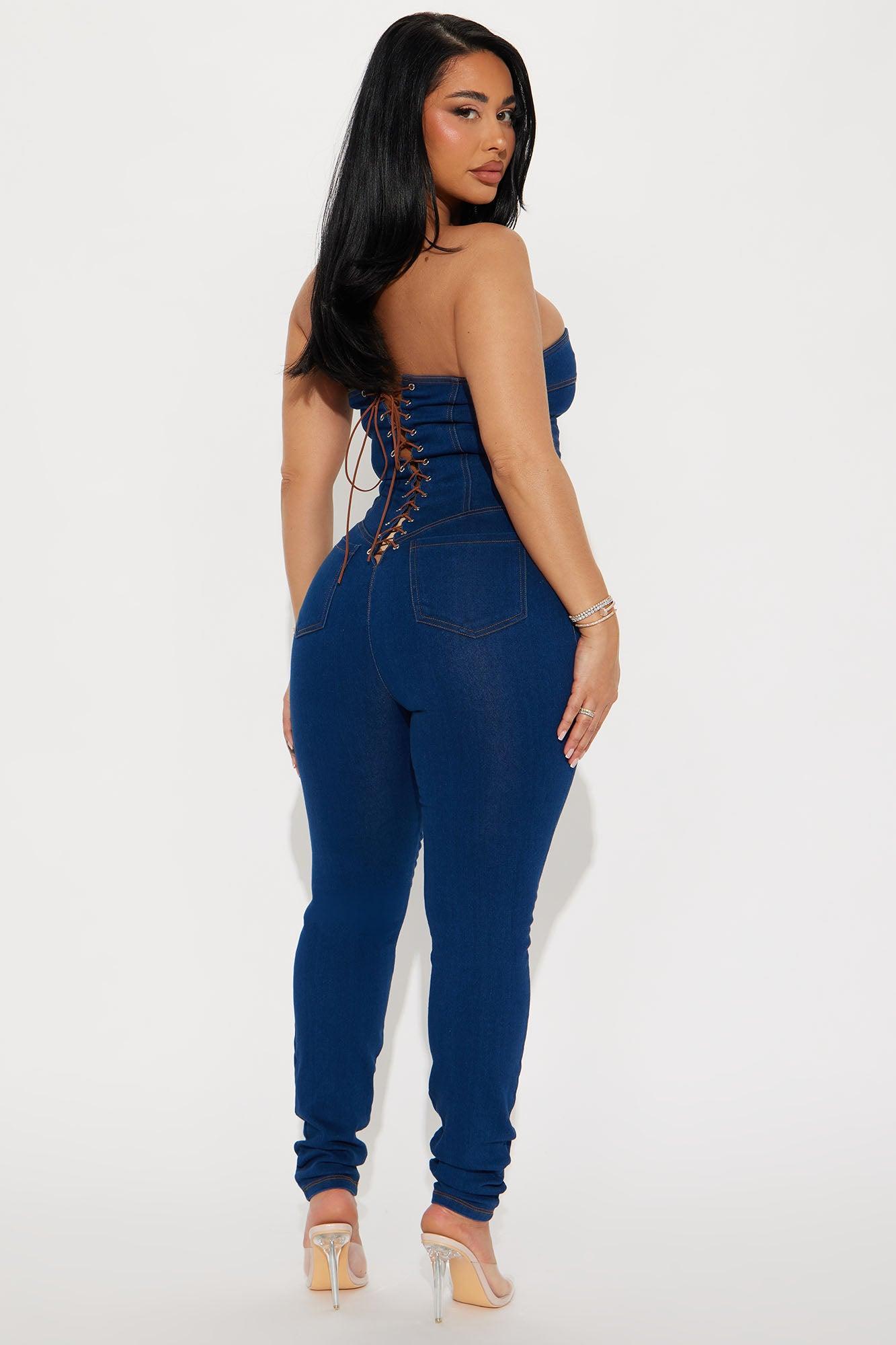 Delilah Denim Jumpsuit - Dark Wash Product Image