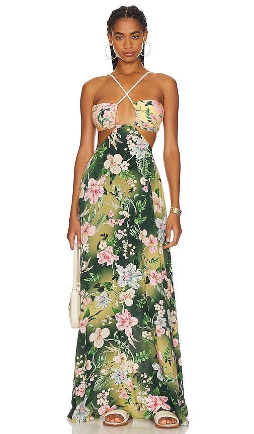 Agua Bendita Daphne Maxi Dress in Green. Product Image