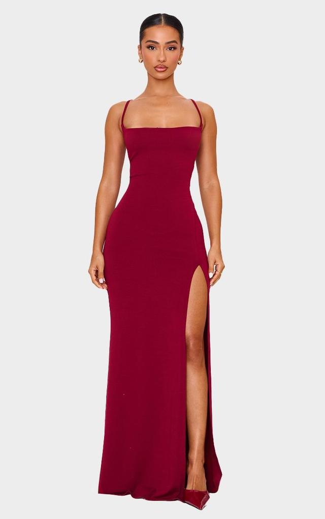 Petite Burgundy Contour Jersey Cowl Neck Split Detail Maxi Dress Product Image