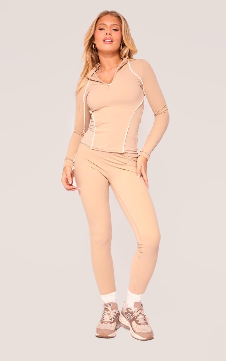 PLT SPORT Mocha Sculpt Contrast Seam Gym Jacket Product Image