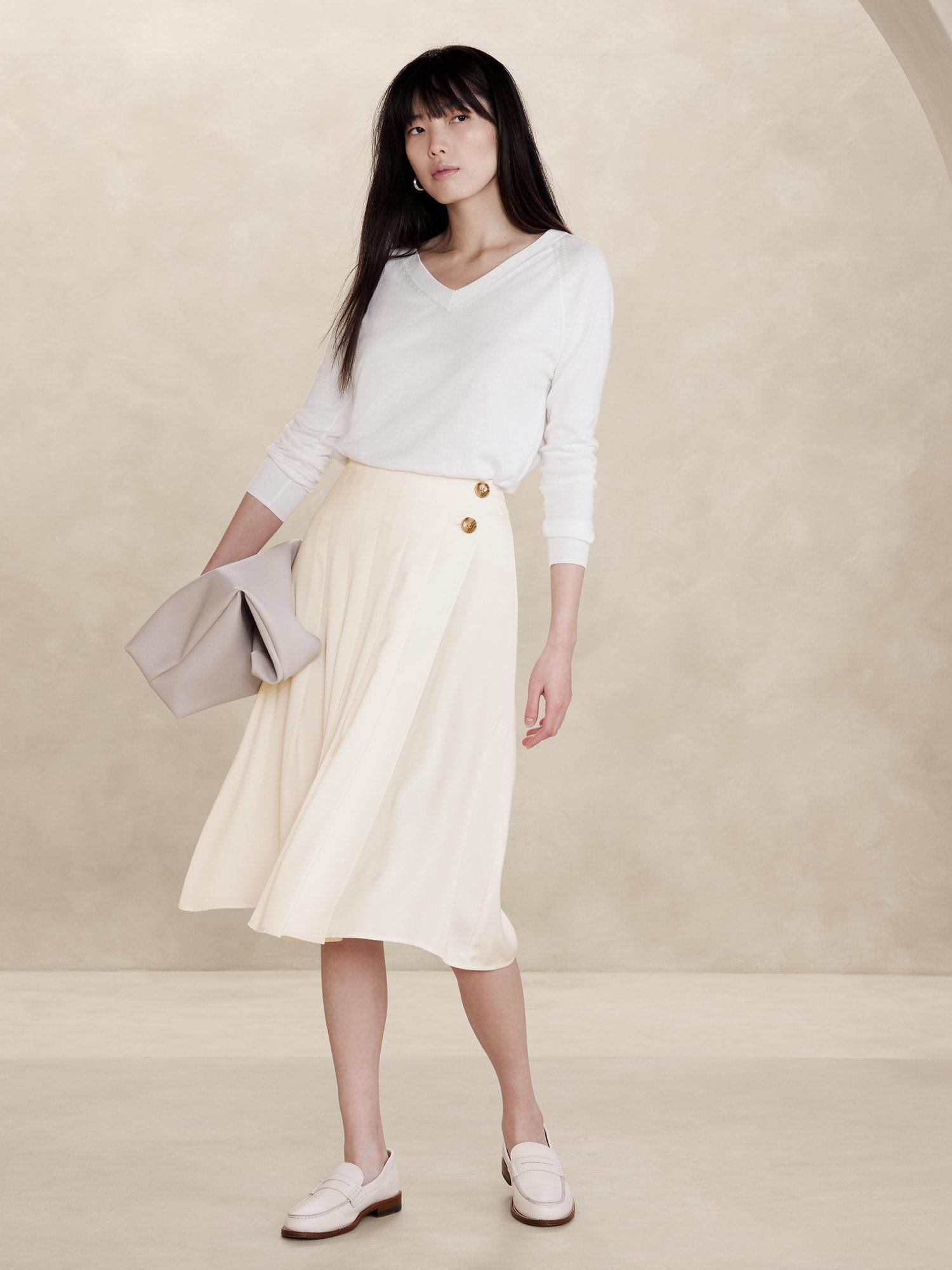 Crepe Pintuck Midi Skirt Product Image