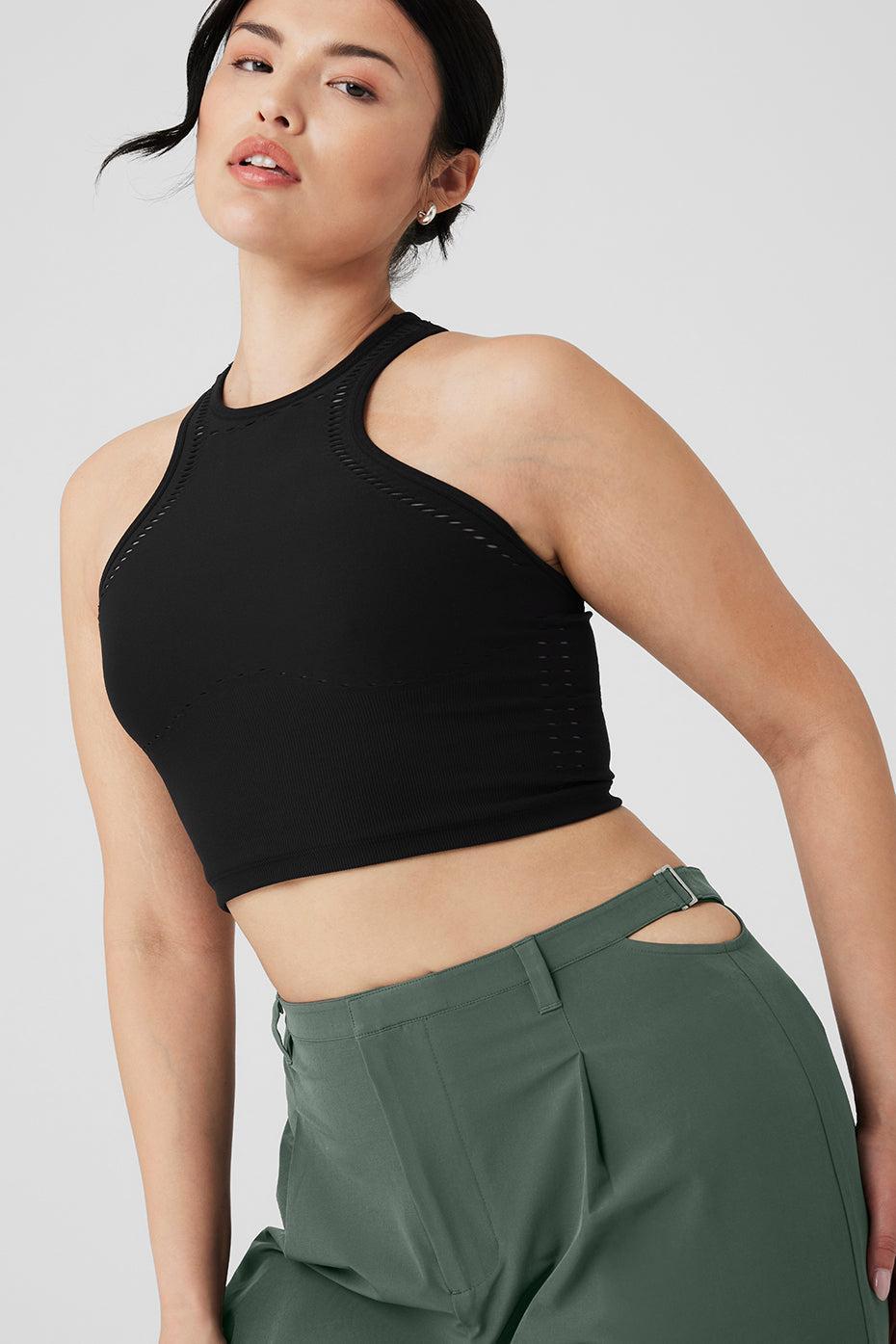 Seamless Open Air Racerback Tank - Black Product Image