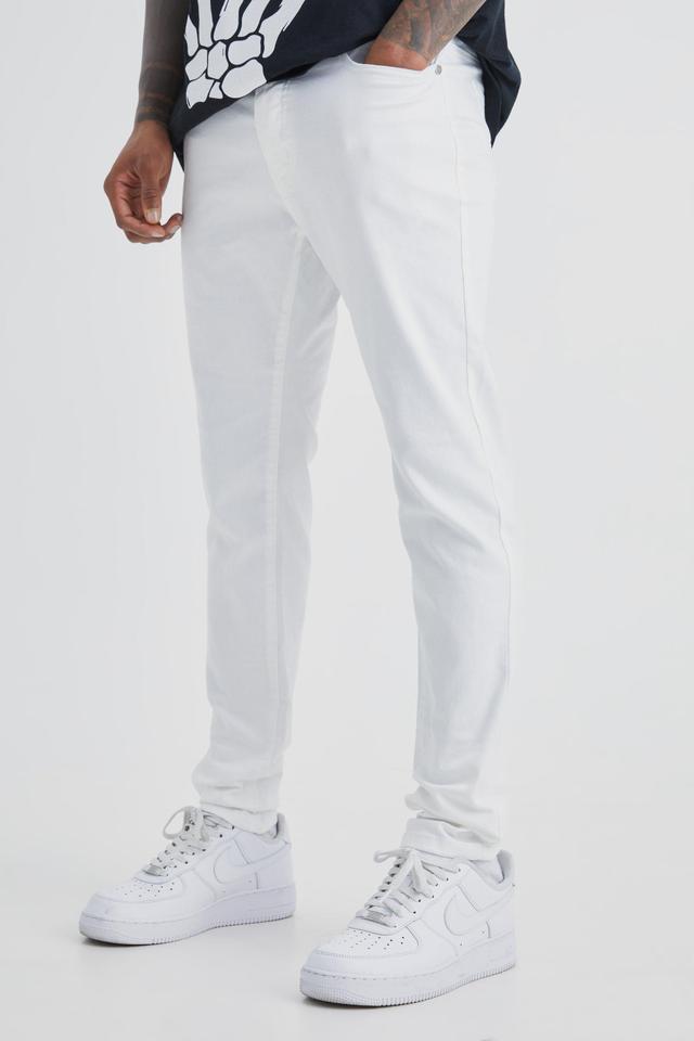 Mens White Skinny Stretch Jean, White Product Image