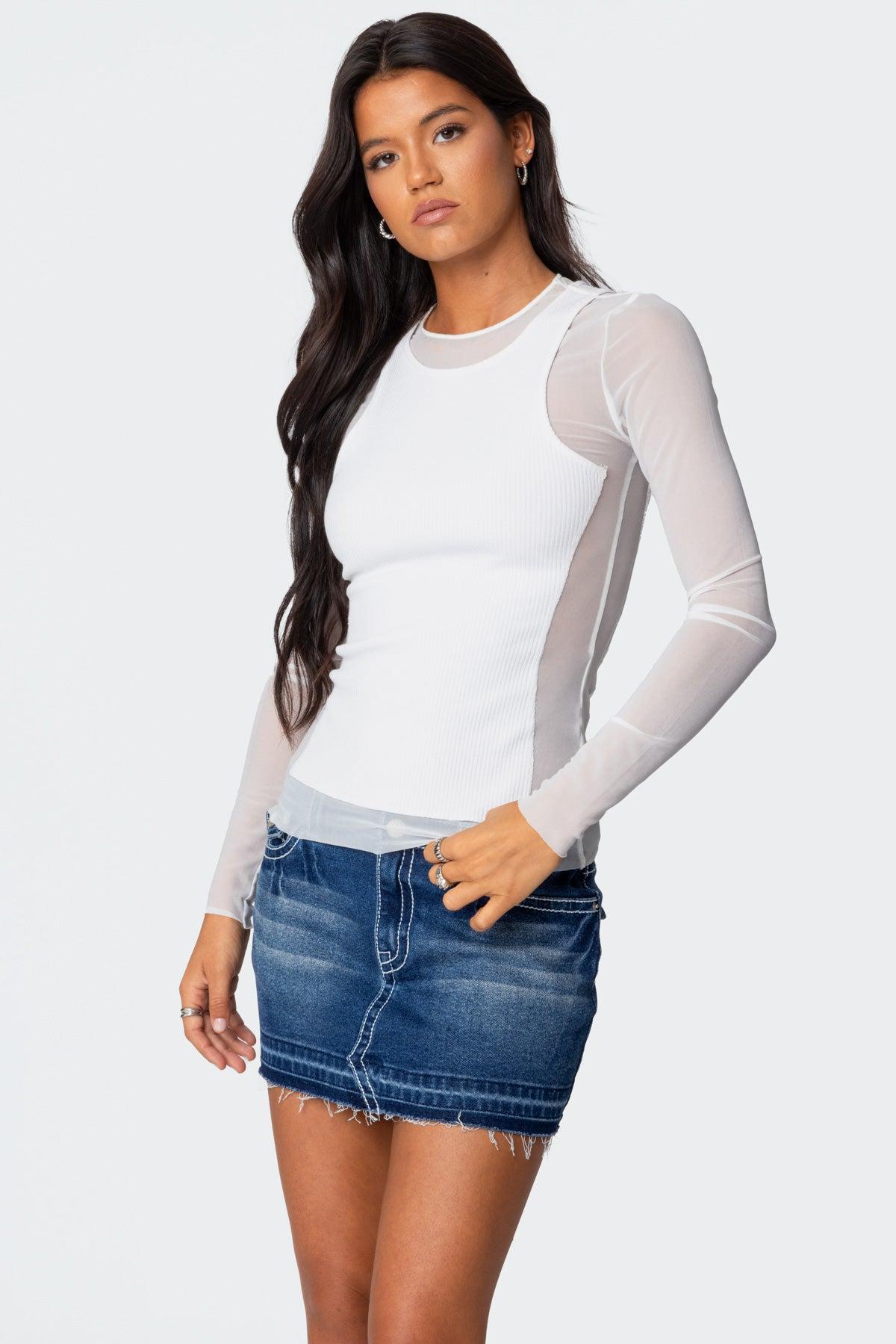 Rib Tank Layered Mesh Top Product Image