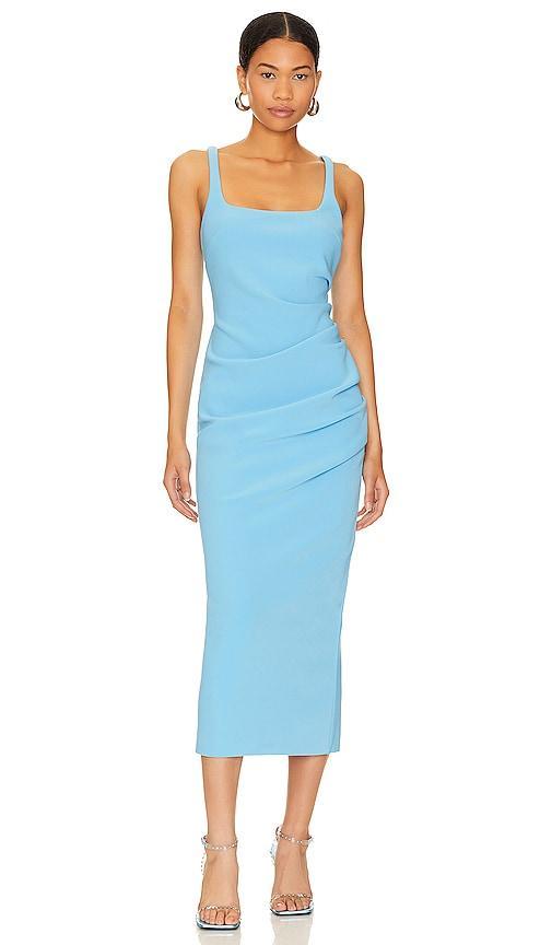 Bec + Bridge Karina Tuck Midi Dress in Blue. Product Image