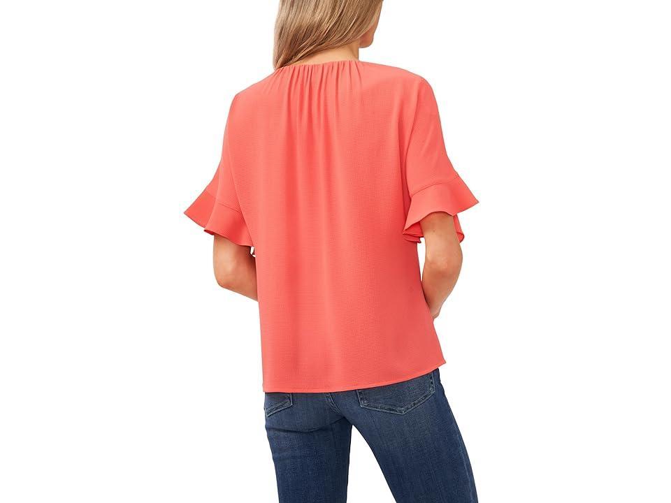 CeCe Ruffle Sleeve Crepe Blouse Product Image