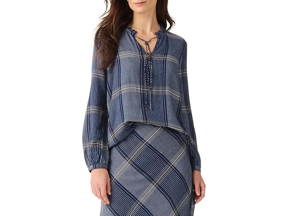 NIC+ZOE Line It Up Top (Indigo Multi) Women's Clothing Product Image