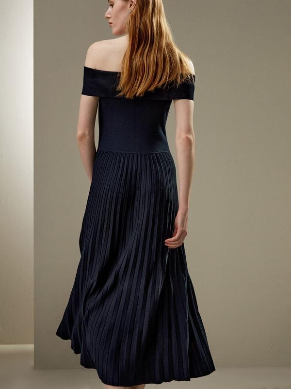 Off-Shoulder Hybrid Pleated Dress Product Image