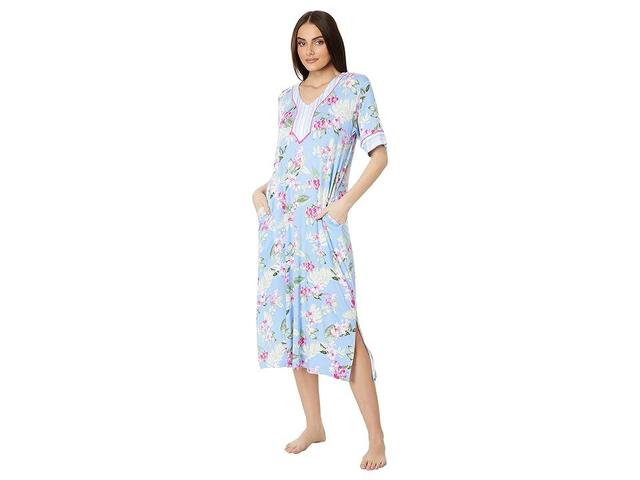 Tommy Bahama Short Sleeve Caftan (Blue Floral) Women's Pajama Product Image