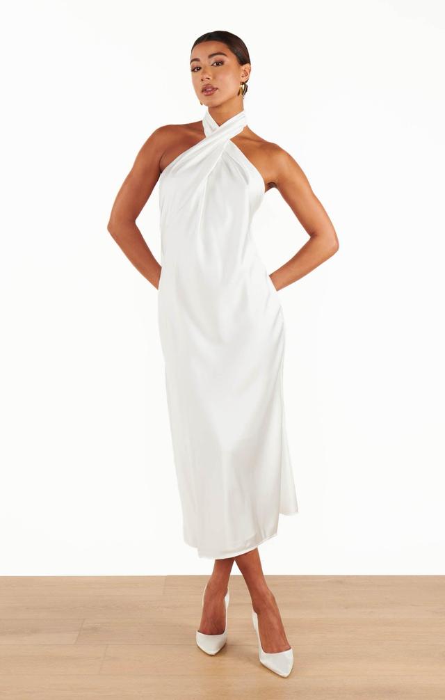 Jasmine Halter Midi Dress ~ Ivory Luxe Satin Product Image