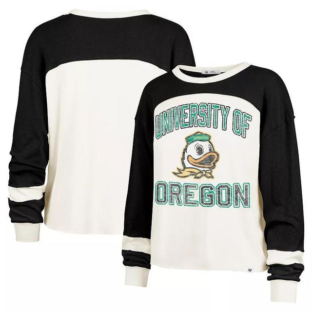 Womens 47 Cream Oregon Ducks Double Header Curve Raglan Long Sleeve T-Shirt Product Image