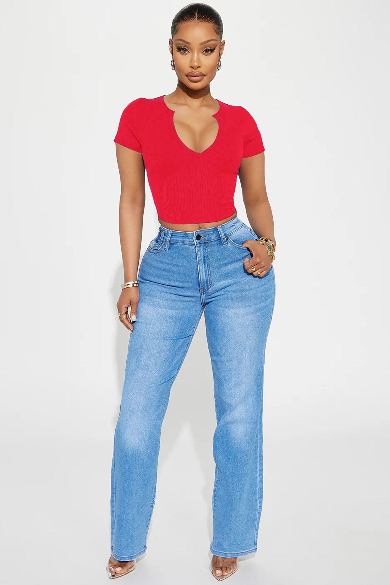 Valentina Plunge Crop Top - Red Product Image