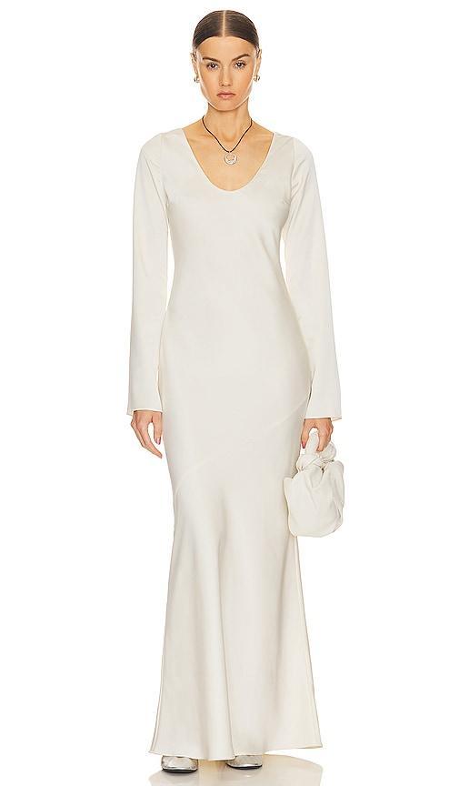 Helsa Angelica Backless Maxi Dress Ivory. (also in S, XS, XXS). Product Image