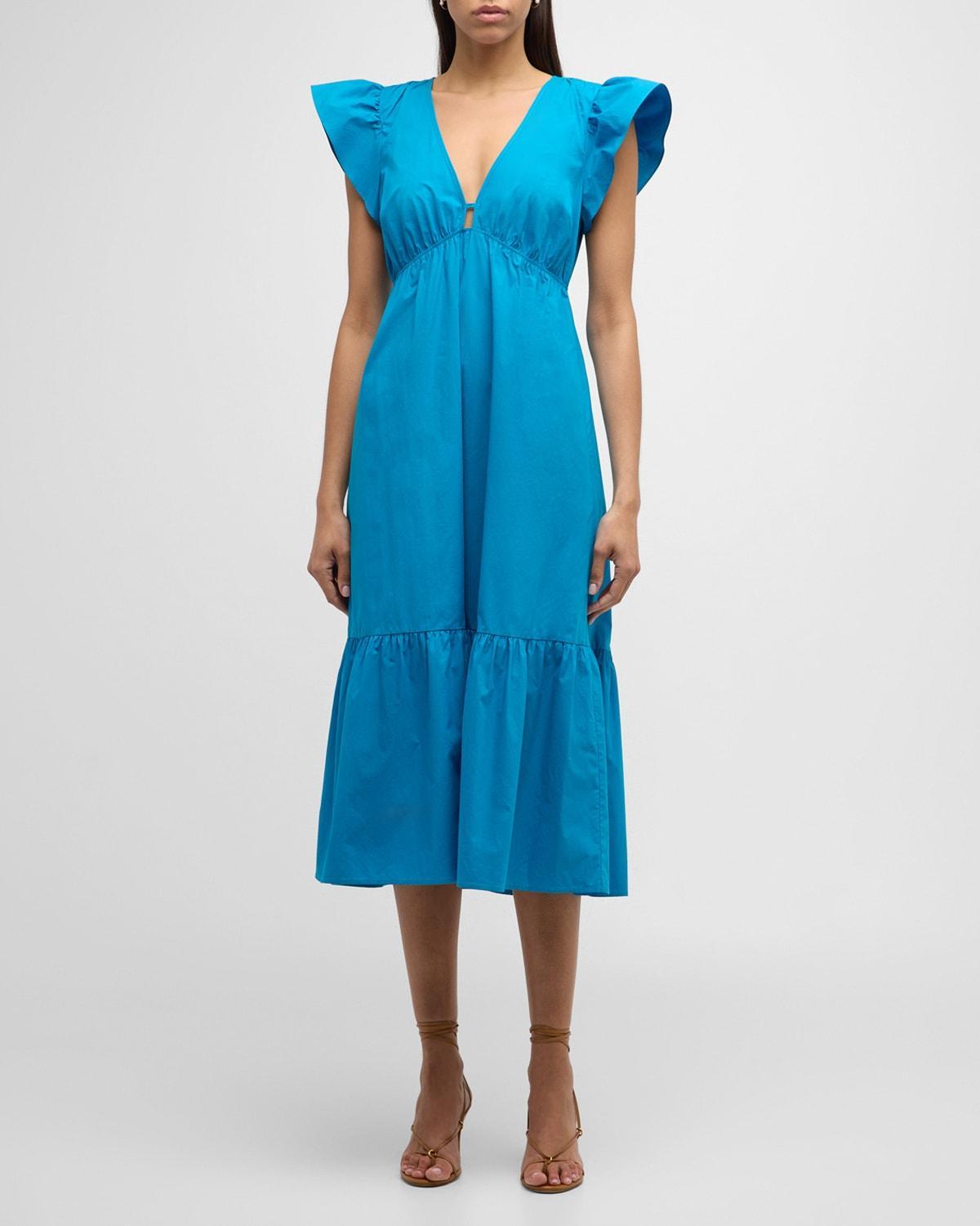 Rails Tina Flutter Sleeve Cotton Blend Midi Dress Product Image