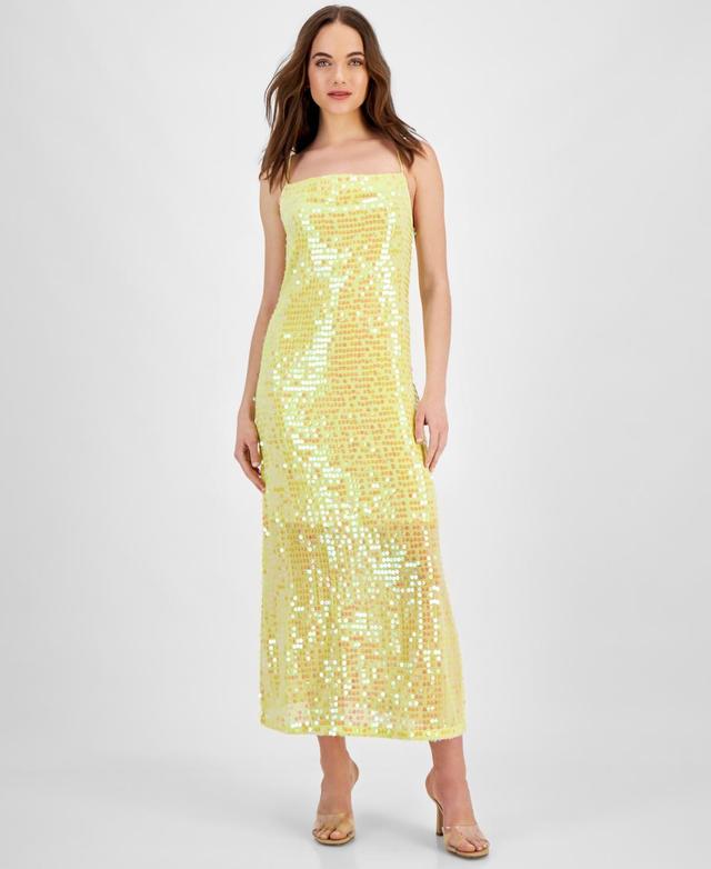 Hugo Womens Sequin Sleeveless Maxi Sheath Dress Product Image