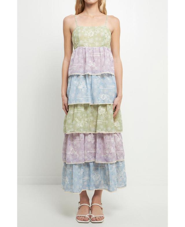 English Factory Floral Tiered Maxi Dress in Green Multi at Nordstrom, Size X-Small Product Image