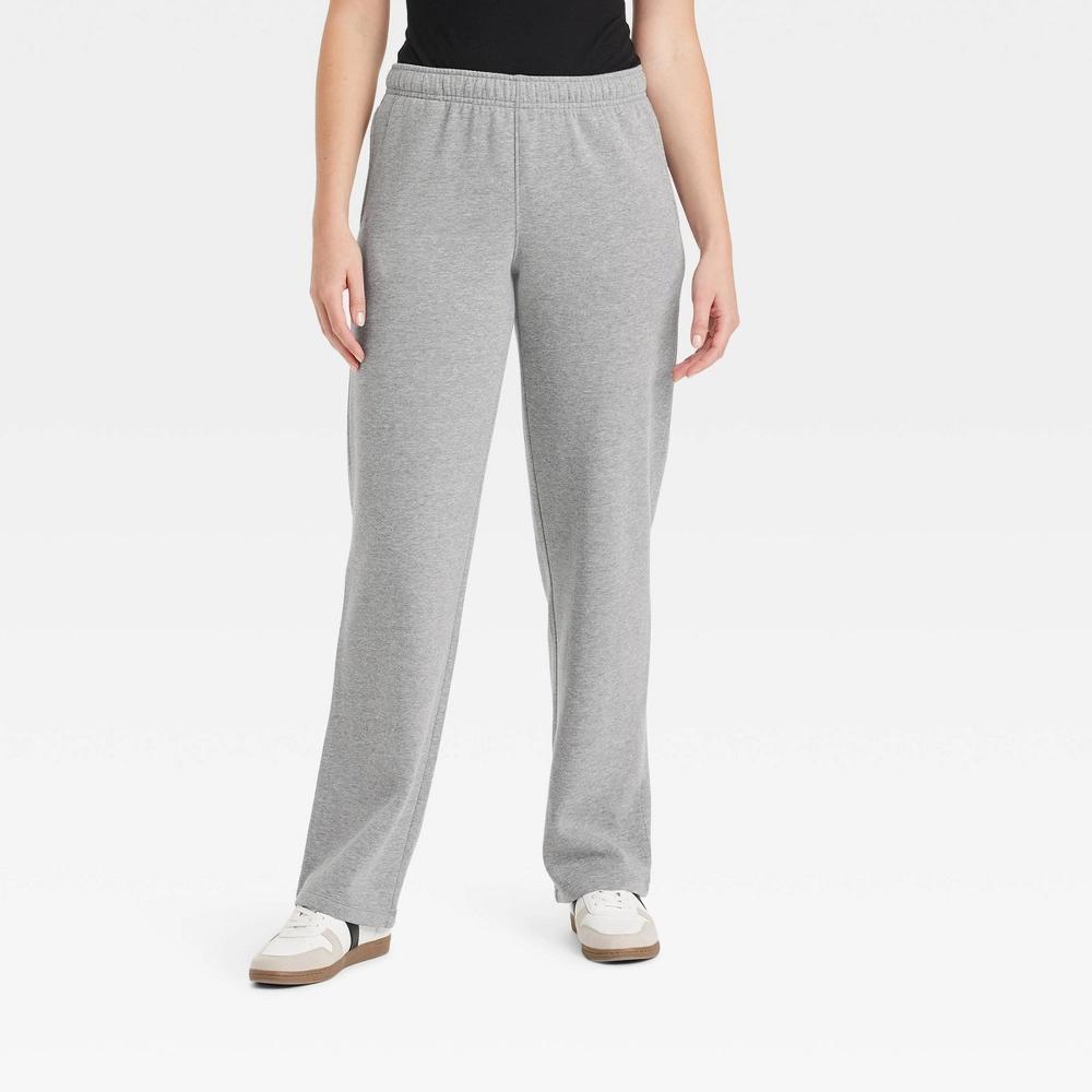 Women's Leisure Studio Mid-Rise Knit Straight Leg Sweatpants - Universal Thread™ Medium Heather Gray L Product Image