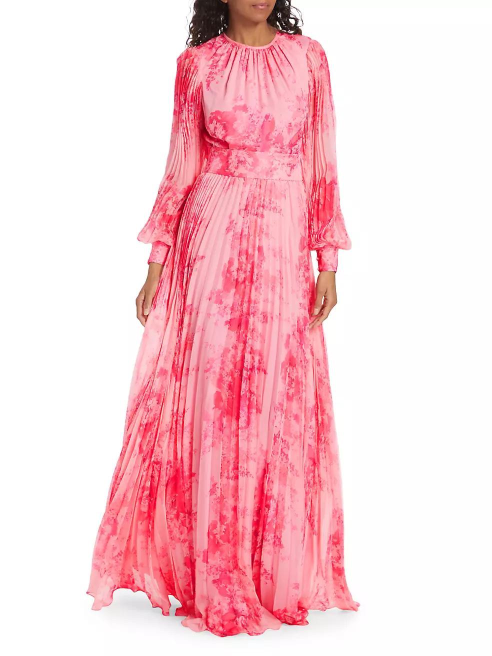 Floral Pleated Gown Product Image