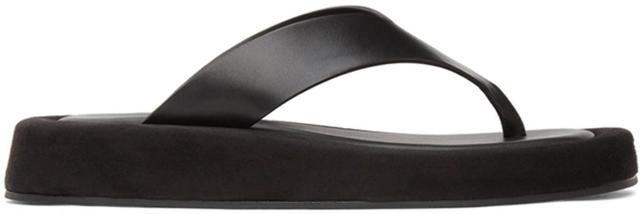 THE ROW Ginza Leather Platform Flip Flops In Black Product Image