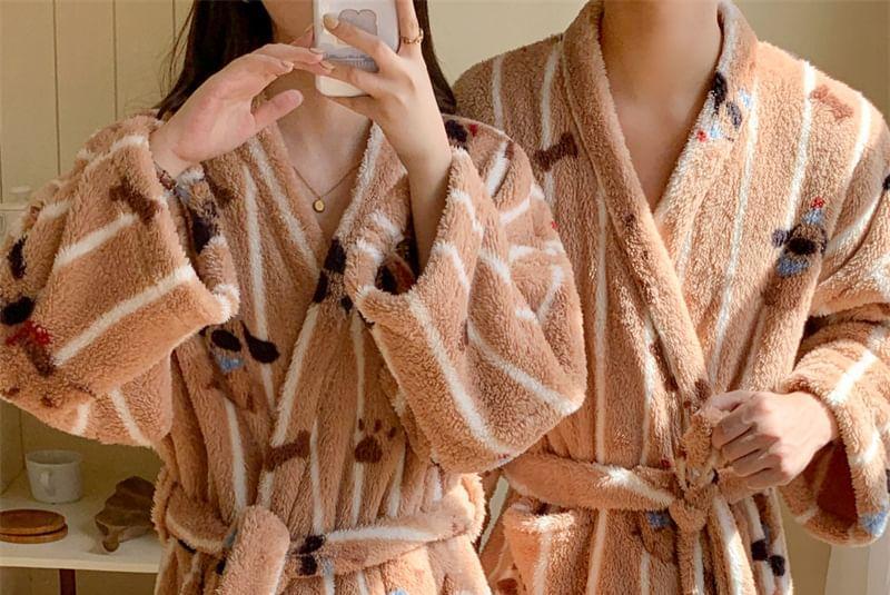 Couple Matching Dog Print Pajama Robe Product Image