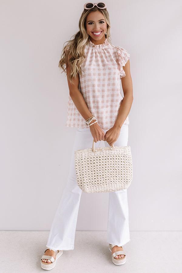 Summer Series Checkered Shift Top In Light Peach Product Image