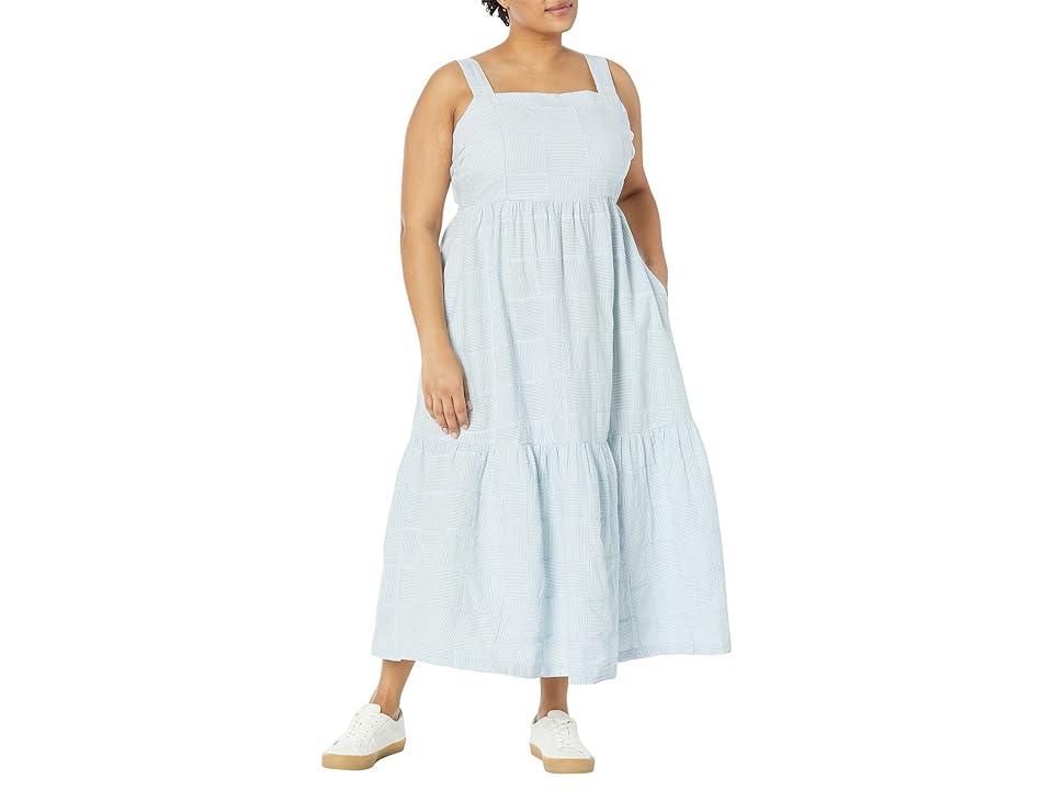 Madewell Plus Layne Apron Tiered Midi Dress - Patchwork (Earthsea Seersucker Patchwork) Women's Dress Product Image