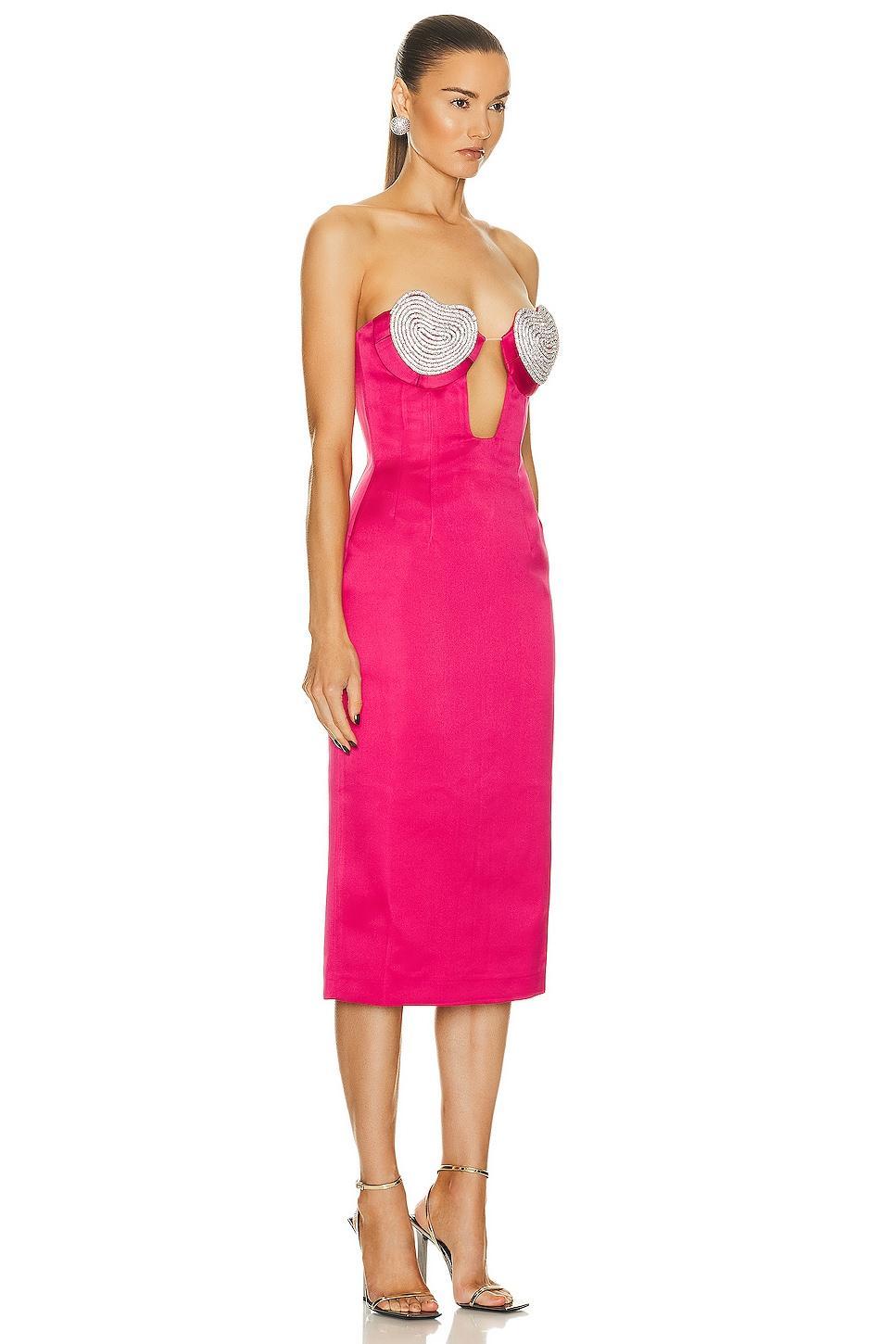 MARIANNA SENCHINA Mermaid Midi Corset Dress in Fuschia Product Image