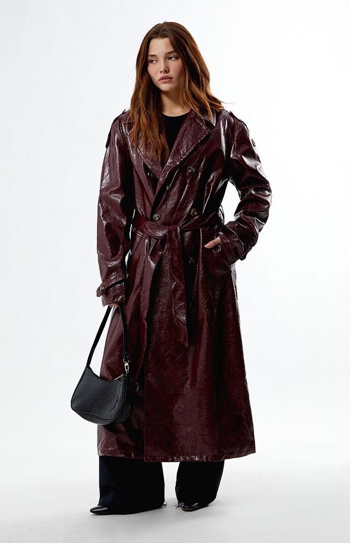 Daisy Street Women's Faux Leather Trench Coat Product Image