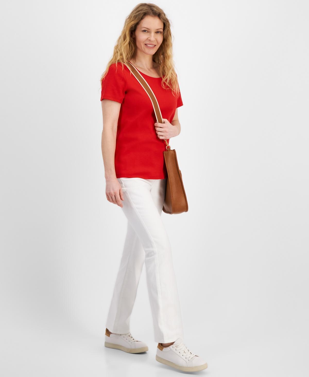 Style & Co Womens Cotton Short-Sleeve Scoop-Neck Top, Xs-4X, Created for Macys Product Image