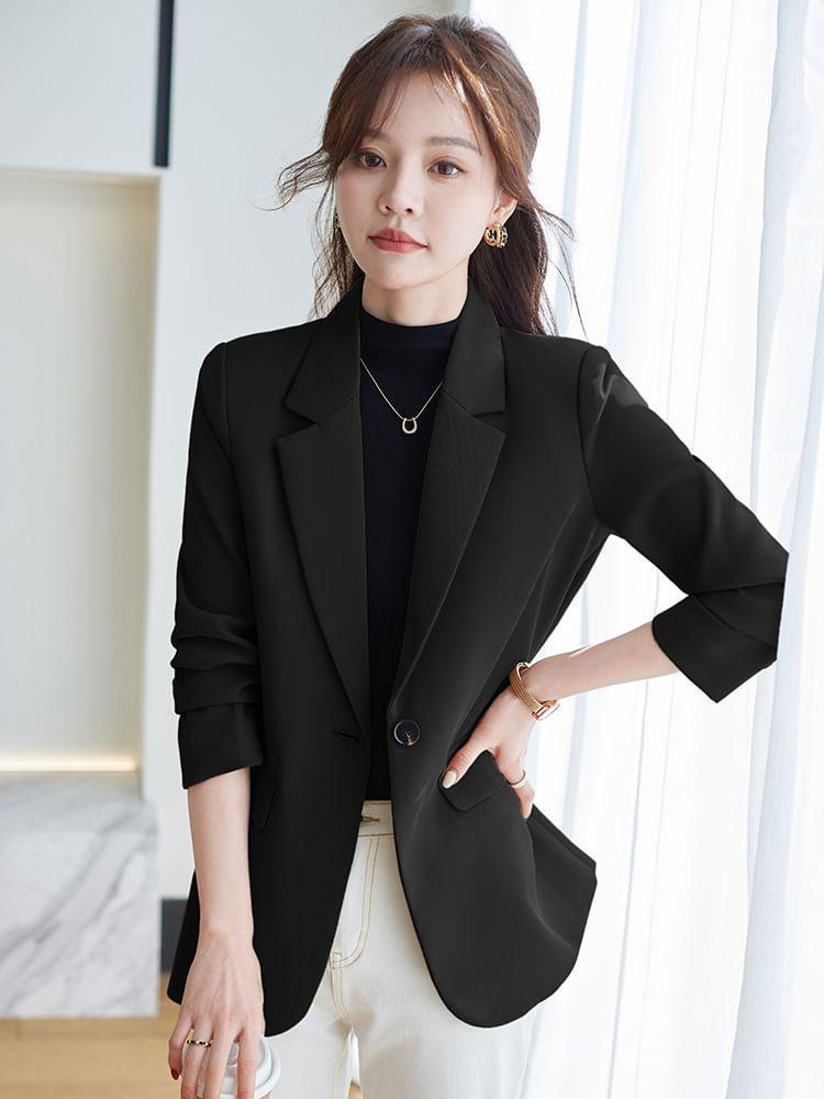 Plain Single-Button Blazer Product Image