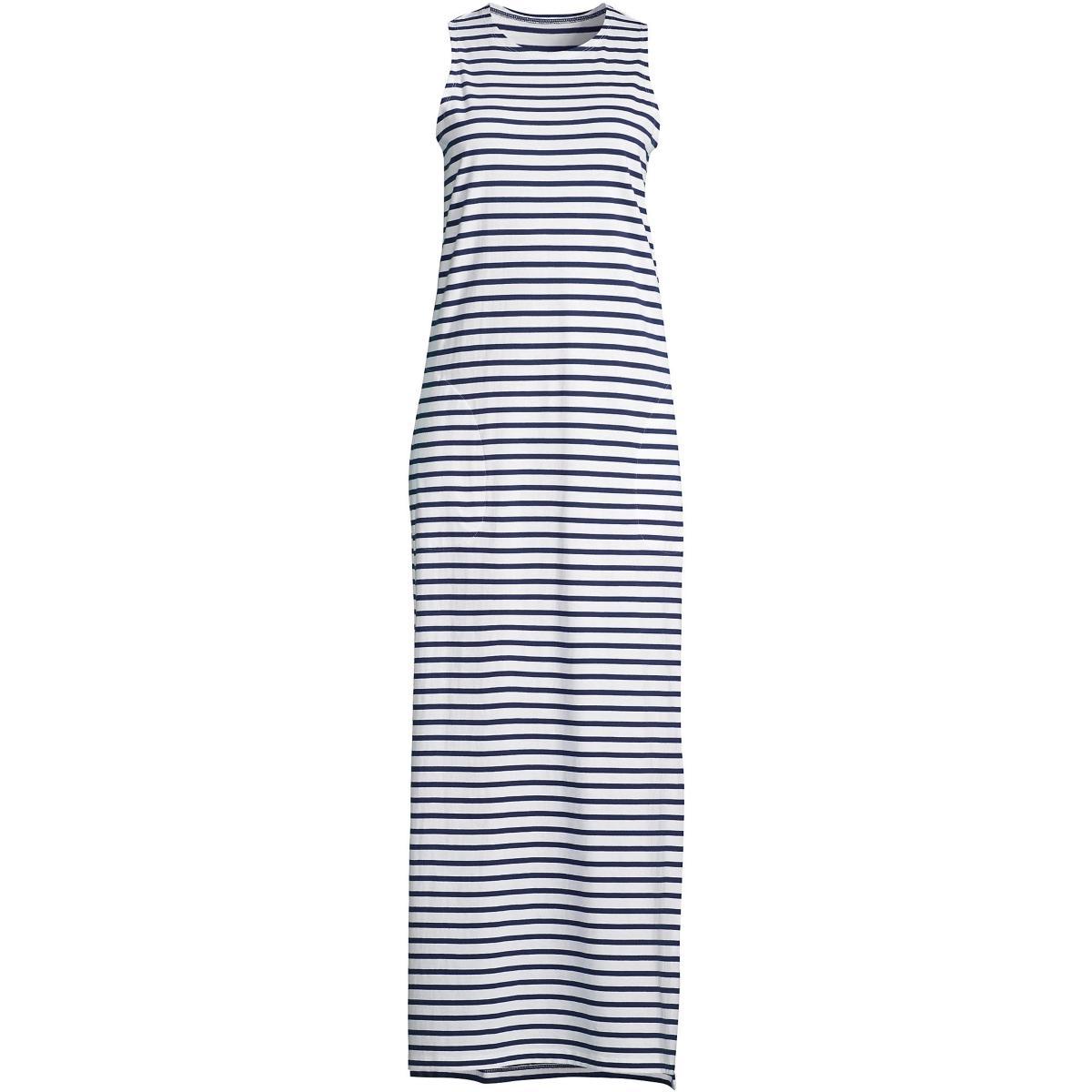 Womens Lands End High Neck Cover-Up Maxi Dress Deep Blue Product Image