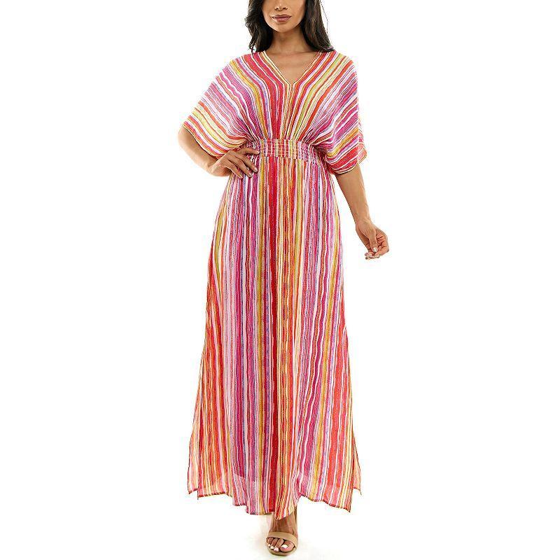 Womens Nina Leonard Print Smocked-Waist Maxi Dress Product Image