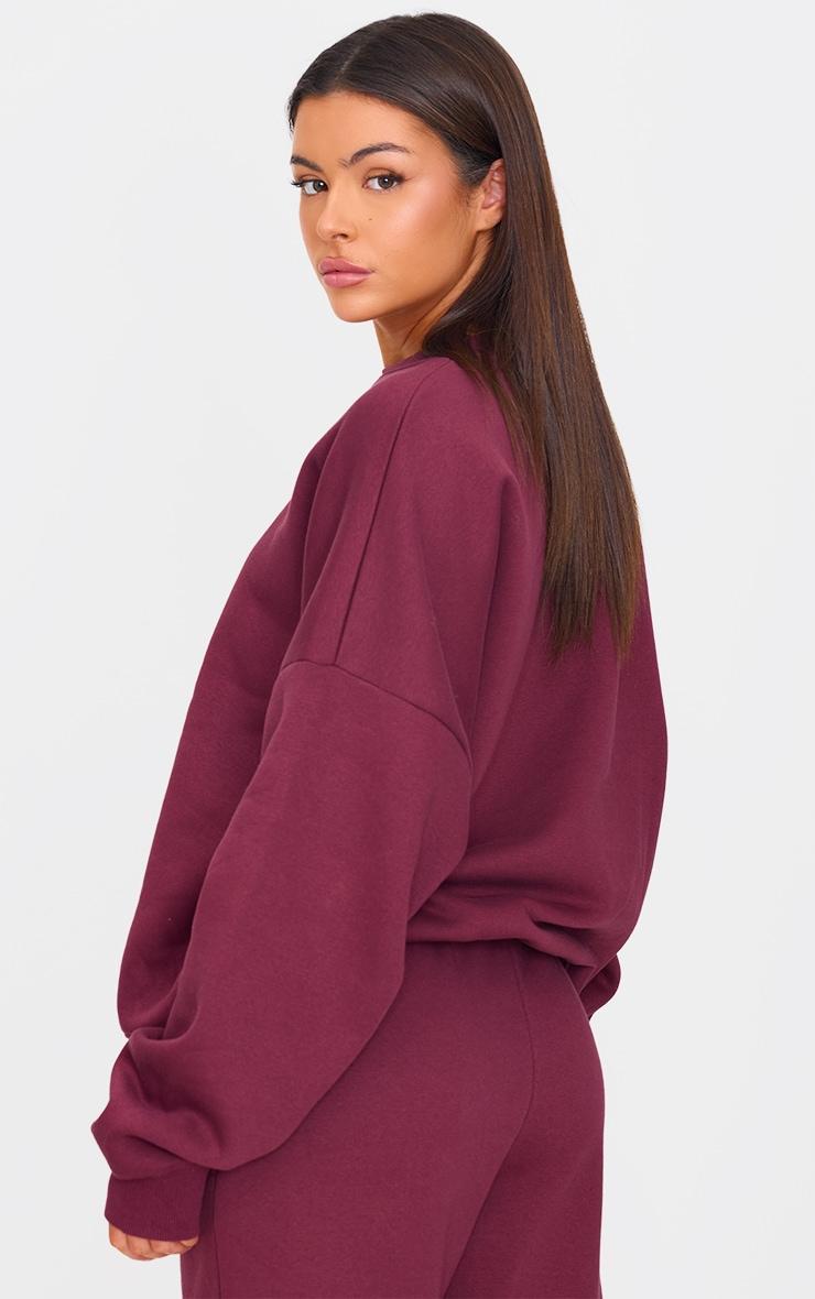 Burgundy Oversized Long Sleeve Sweatshirt Product Image