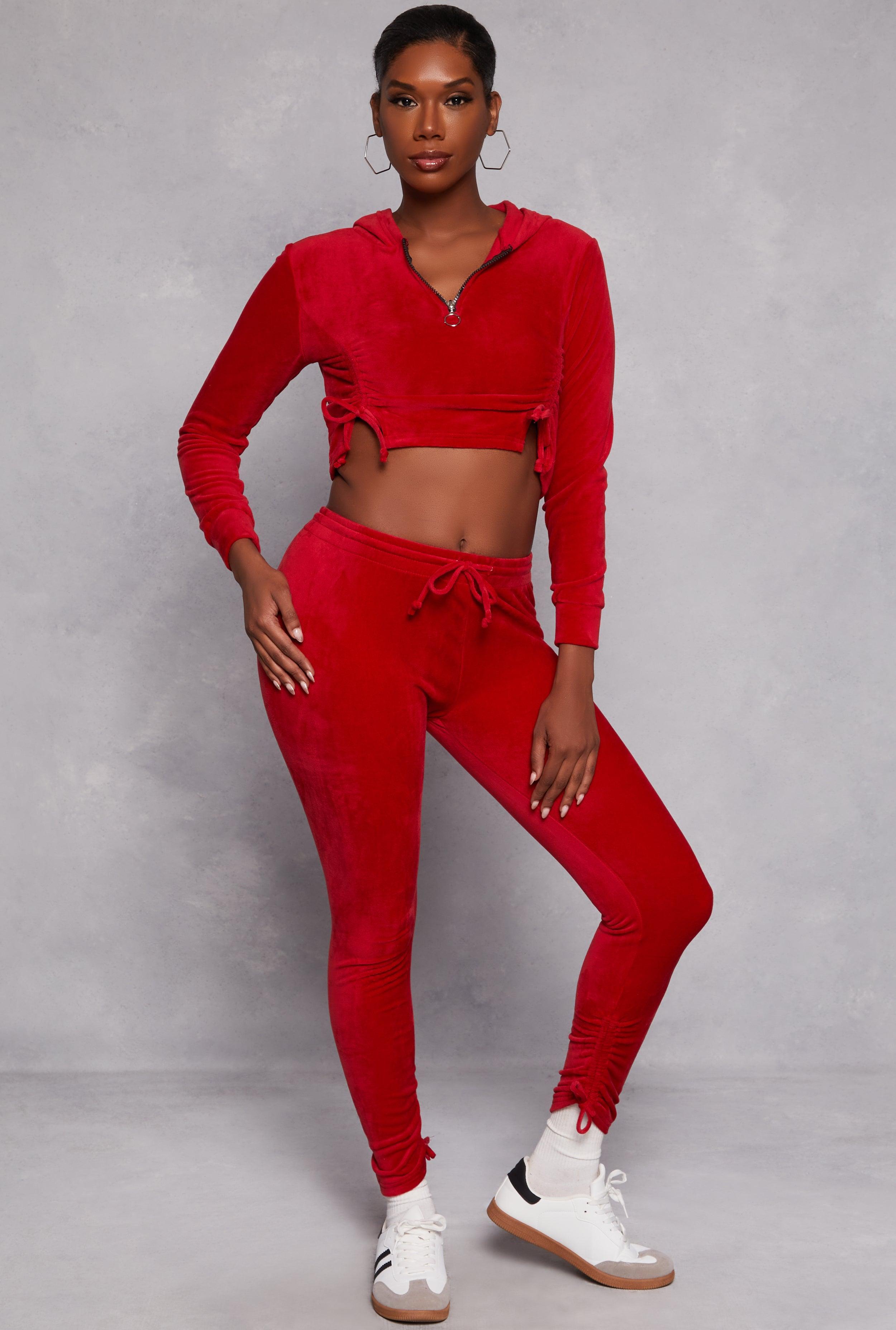 Womens Velour Drawstring Ruched Sweatpants Product Image