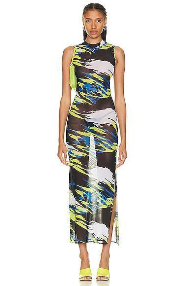 Coperni Moto Print Mesh Dress Black. (also in ). Product Image