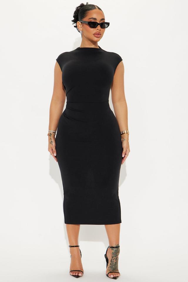 Carrie Ruched Midi Dress - Black Product Image