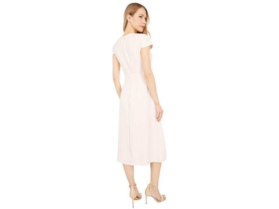 Vince Camuto Crepe Back Satin Cap Sleeve Shirring Neck Ruffle Midi (Blush) Women's Dress Product Image