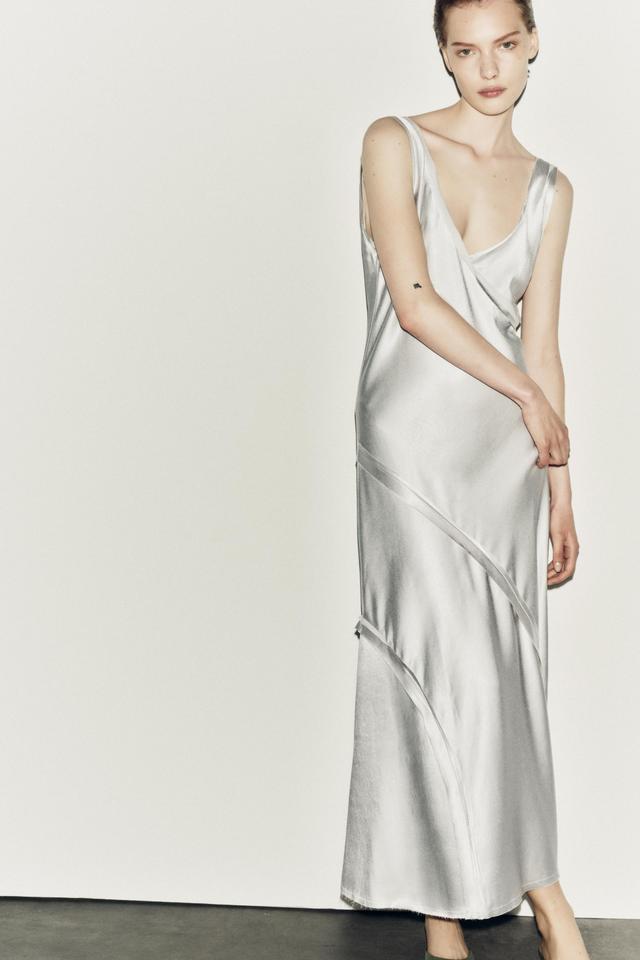 LONG SATIN EFFECT DRESS Product Image