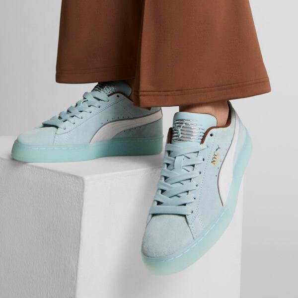 PUMA Suede NYC Women's Sneakers in Frosted Dew/White/Haute Coffee Product Image