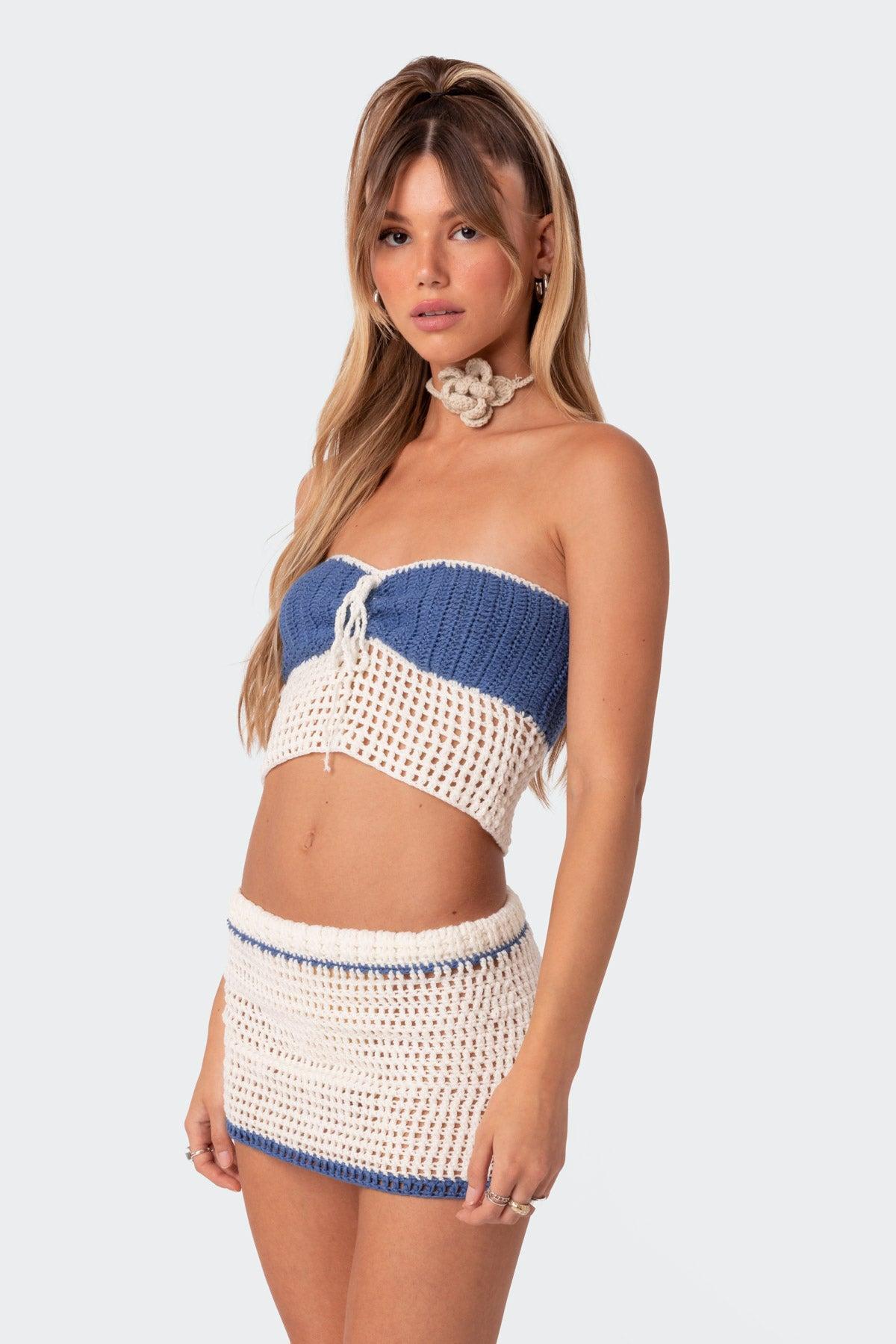 Cabana Contrast Crochet Mini Skirt Product Image