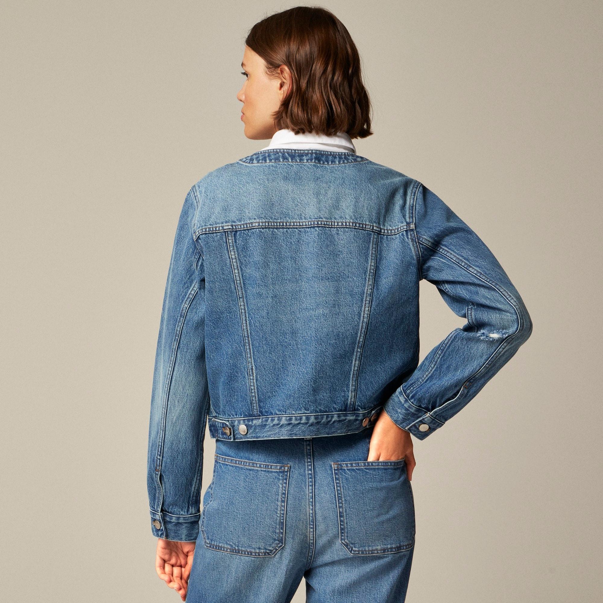 Pleated denim lady jacket Product Image